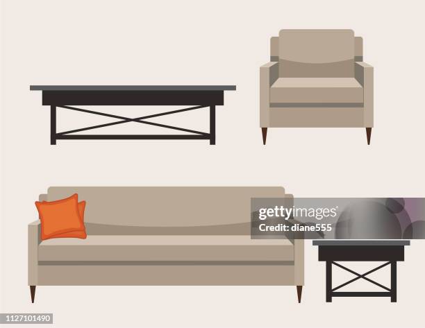 ilustraciones, imágenes clip art, dibujos animados e iconos de stock de muebles de sala tapizados - sillón