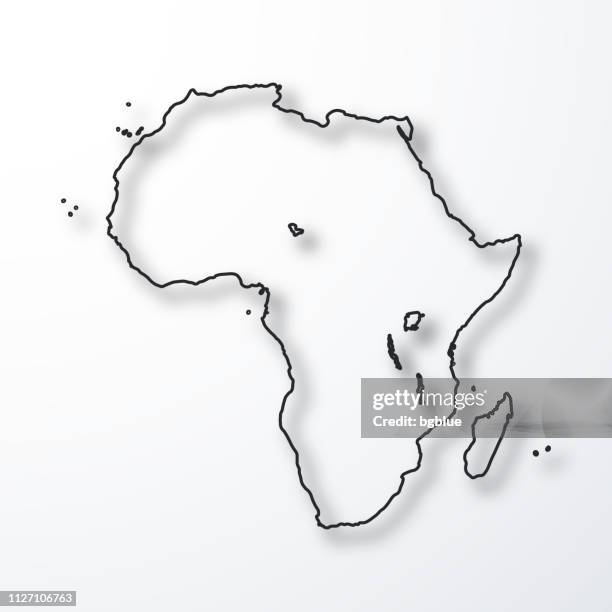 stockillustraties, clipart, cartoons en iconen met afrika kaart - zwarte omtrek met schaduw op witte achtergrond - french overseas territory