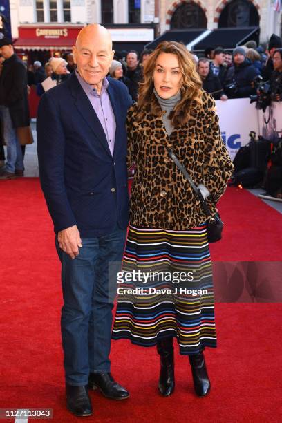 Patrick Stewart and daughter Sophie Stewart attend a gala screening of "The Kid Who Would Be King" held at Odeon Leicester Square on February 03,...