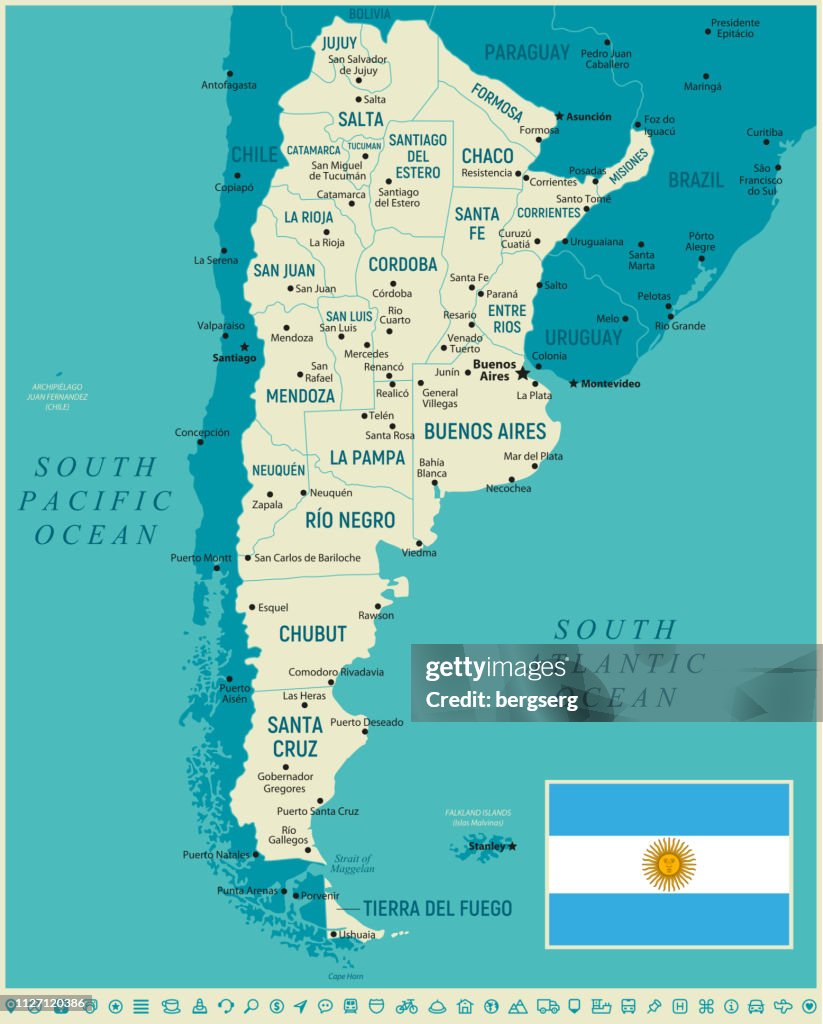 Argentina High detailed Map. Vector Illustration
