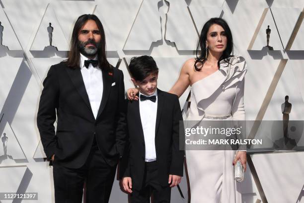 Lebanese director Nadine Labaki , her husband producer Khaled Mouzanar and Syrian actor Zain al-Rafeea arrive for the 91st Annual Academy Awards at...