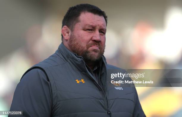 Dai Young, Director of Rugby of Wasps looks on during the Premiership Rugby Cup match between Worcester Warriors and Wasps at Sixways Stadium on...