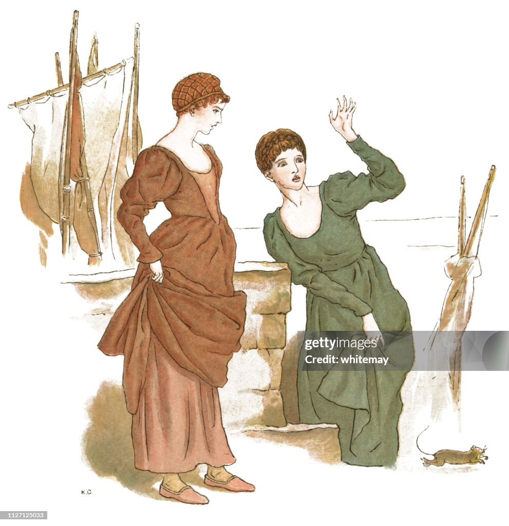 Two women scared by a rat