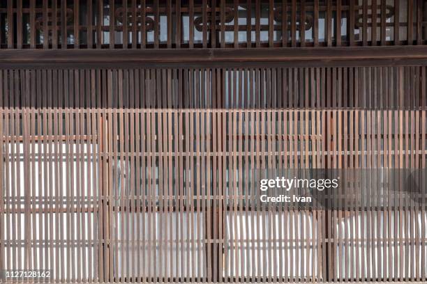 full frame of texture, japanese style bamboo paper door, shoji paper screens - shoji stock pictures, royalty-free photos & images