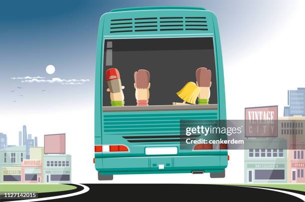 intercity bus - car back stock illustrations