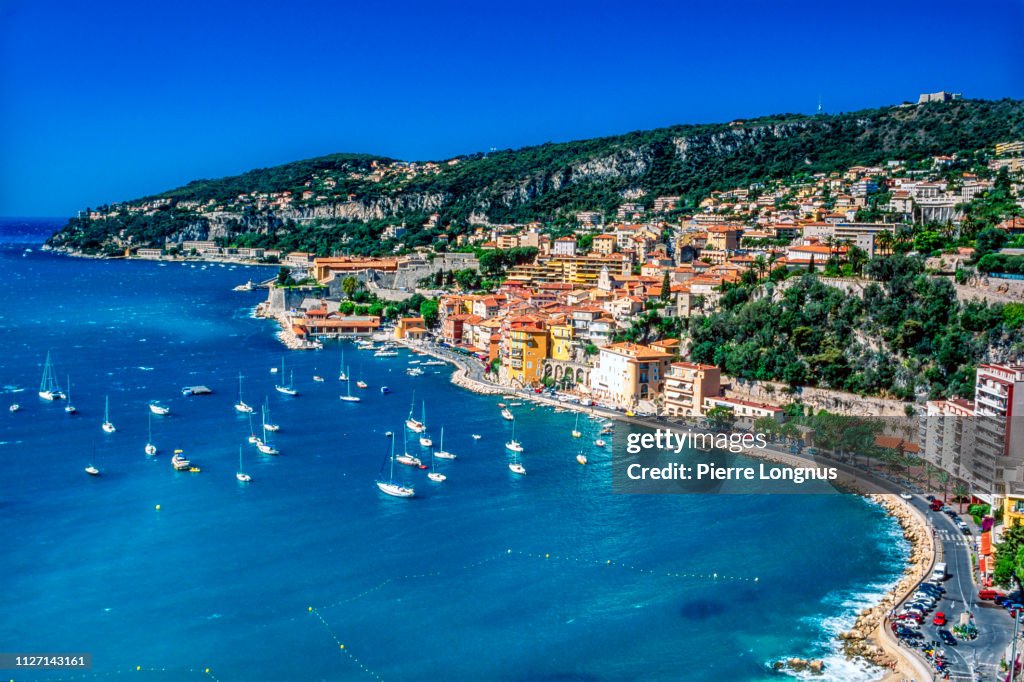 Villefranche sur Mer and its bay on the French Riviera