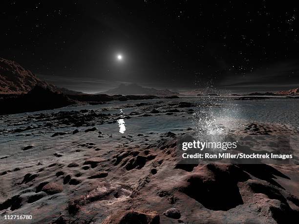 pluto may have springs of liquid oxygen on its frozen surface. - volcano explosion stock illustrations