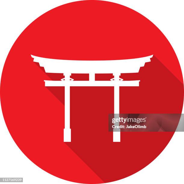 japanese arch icon silhouette - torii gates stock illustrations