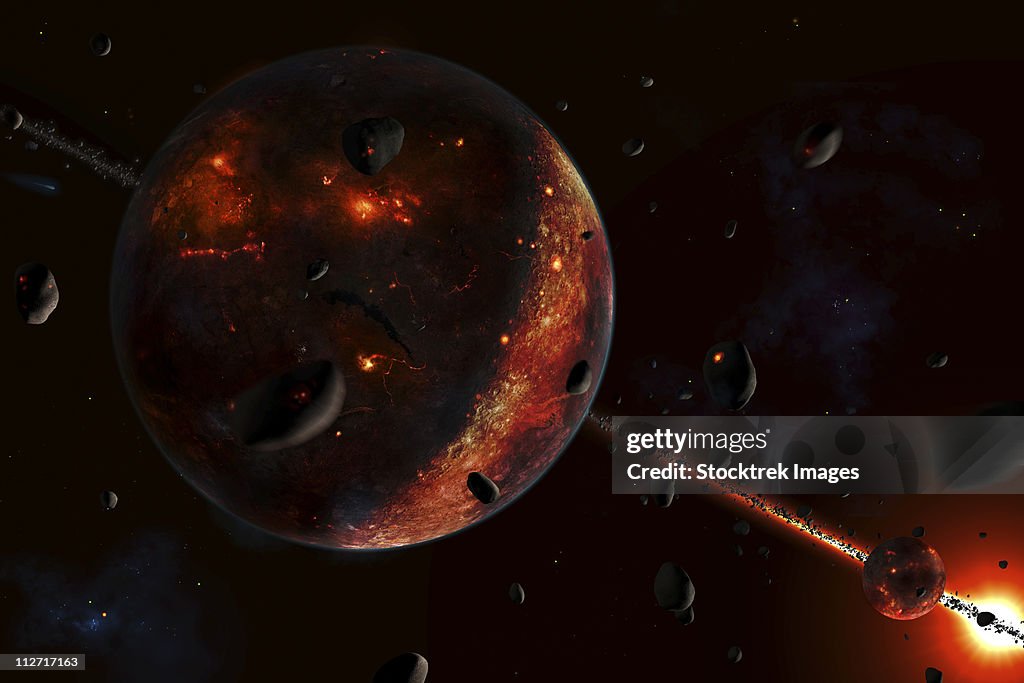 First Solar System A Scene Portraying The Early Stages Of A Solar System Forming High-Res ...