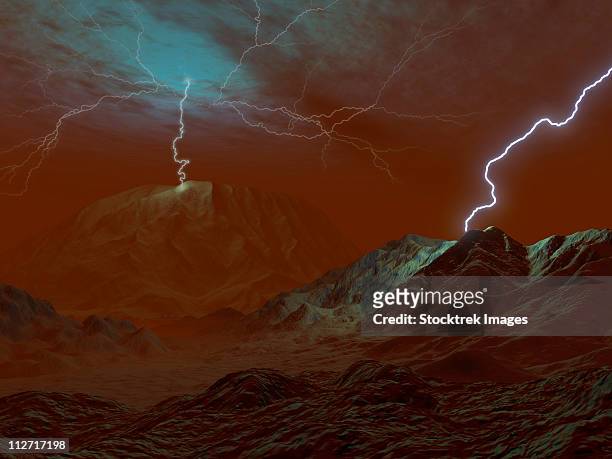 artist's concept of lightning in venus' clouds. - astrobiology stock illustrations