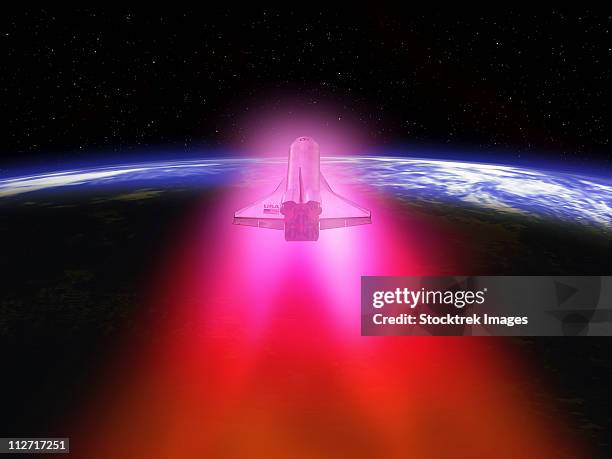 illustration of a space shuttle re-entering the earth's atmosphere. - erdrücken stock-grafiken, -clipart, -cartoons und -symbole