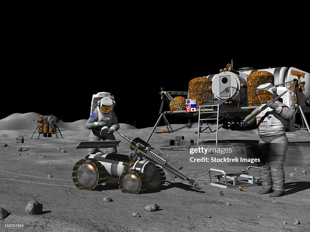 Artist's concept of a future lunar exploration mission.
