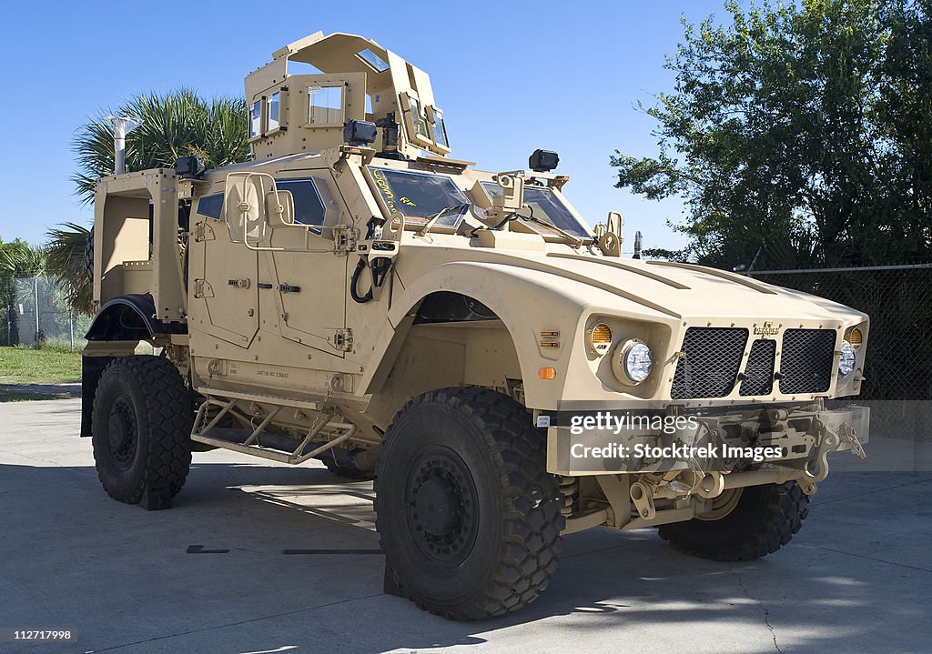 An Oshkosh M-ATV Mine Resistant Ambush Protected all-terrain vehicle.