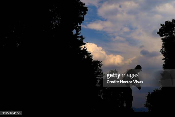 Tiger Woods of United States plays his shot on the 11th hole during the final round of World Golf Championships-Mexico Championship at Club de Golf...