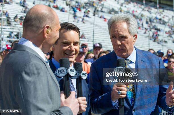 Hall of Famers Darrell Waltrip and Jeff Gordon before the Folds of Honor QuikTrip 500 Monster Energy NASCAR Cup Series race on February 24, 2019 at...