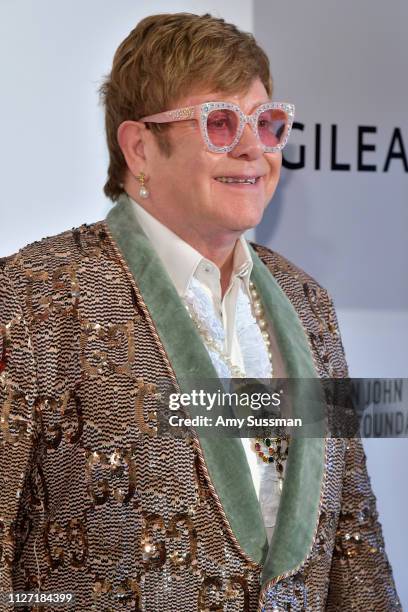 Sir Elton John attends the 27th annual Elton John AIDS Foundation Academy Awards Viewing Party celebrating EJAF and the 91st Academy Awards on...