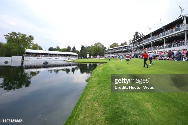 Tiger Woods of United States walks into the 17th hole during the final round of World Golf Championships-Mexico Championship at Club de Golf...