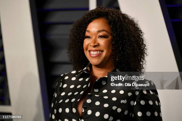 Shonda Rhimes attends the 2019 Vanity Fair Oscar Party hosted by Radhika Jones at Wallis Annenberg Center for the Performing Arts on February 24,...