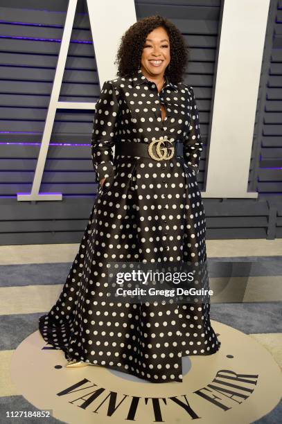 Shonda Rhimes attends the 2019 Vanity Fair Oscar Party hosted by Radhika Jones at Wallis Annenberg Center for the Performing Arts on February 24,...