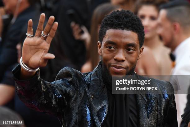 Actor Chadwick Boseman arrives for the 91st Annual Academy Awards at the Dolby Theatre in Hollywood, California on February 24, 2019.