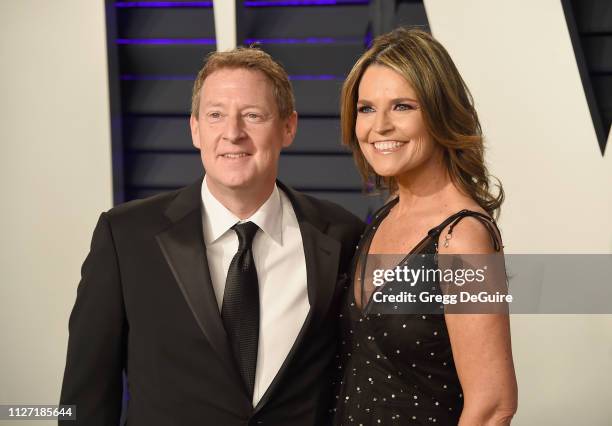 Michael Feldman and Savannah Guthrie attend the 2019 Vanity Fair Oscar Party hosted by Radhika Jones at Wallis Annenberg Center for the Performing...