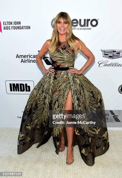 Heidi Klum attends the 27th annual Elton John AIDS Foundation Academy Awards Viewing Party sponsored by IMDb and Neuro Drinks celebrating EJAF and...