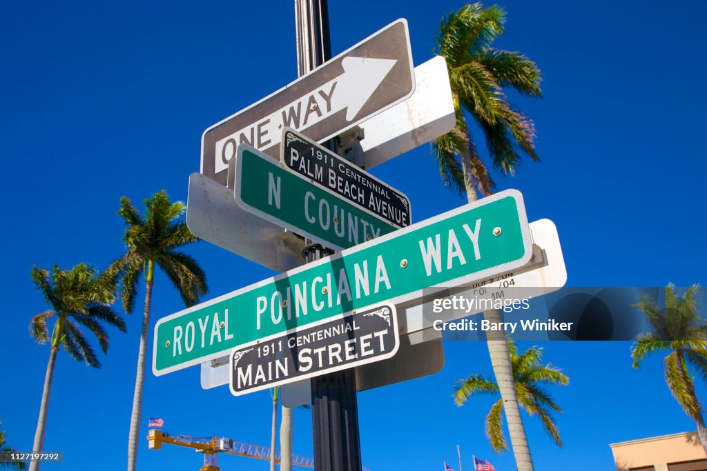 Multiple street signs at intersection, Palm Beach