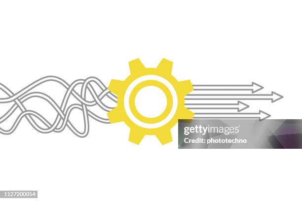 illustrazioni stock, clip art, cartoni animati e icone di tendenza di concetti relativi alle soluzioni di assistenza con ingranaggi - organizzazione concetto