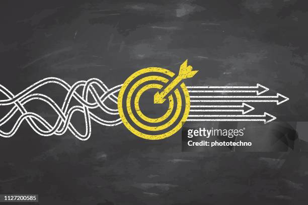 goal solution concepts on blackboard background - strategy stock illustrations