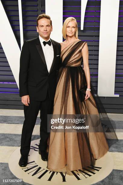 Lachlan Murdoch and Sarah Murdoch attend the 2019 Vanity Fair Oscar Party hosted by Radhika Jones at Wallis Annenberg Center for the Performing Arts...