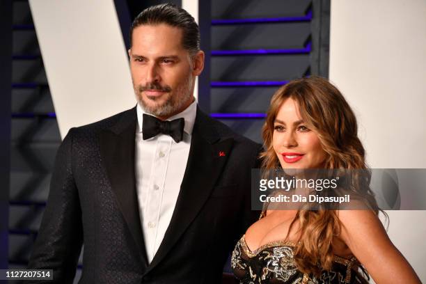 Joe Manganiello and Sofia Vergara attends the 2019 Vanity Fair Oscar Party hosted by Radhika Jones at Wallis Annenberg Center for the Performing Arts...