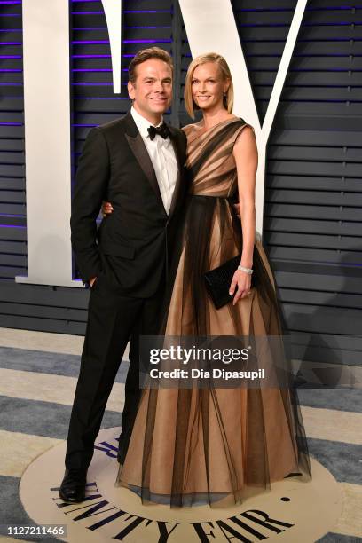 Lachlan Murdoch and Sarah Murdoch attend the 2019 Vanity Fair Oscar Party hosted by Radhika Jones at Wallis Annenberg Center for the Performing Arts...