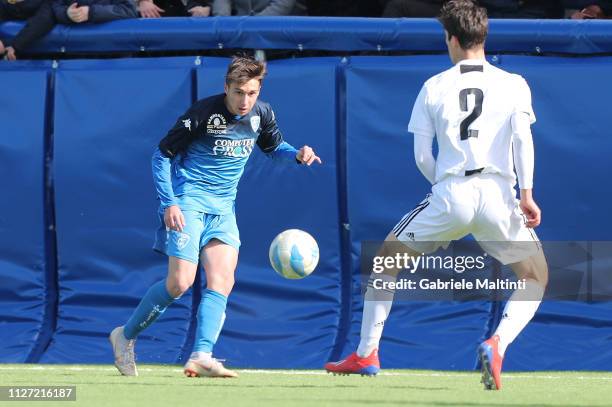 Giorgio Chinnici of Empoli FC in action during the match between Empoli U17 and Juventus U17 on February 24, 2019 in Empoli, Italy.