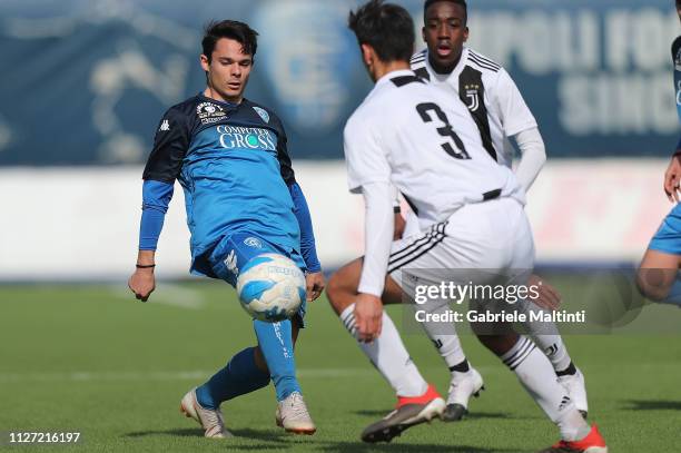 Lorenzo Riccioni of Empoli FC in action during the match between Empoli U17 and Juventus U17 on February 24, 2019 in Empoli, Italy.