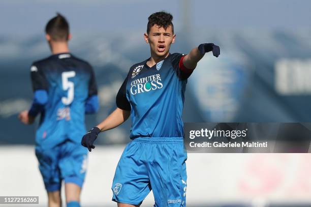 Kristian Asslani of Empoli FC in action during the match between Empoli U17 and Juventus U17 on February 24, 2019 in Empoli, Italy.