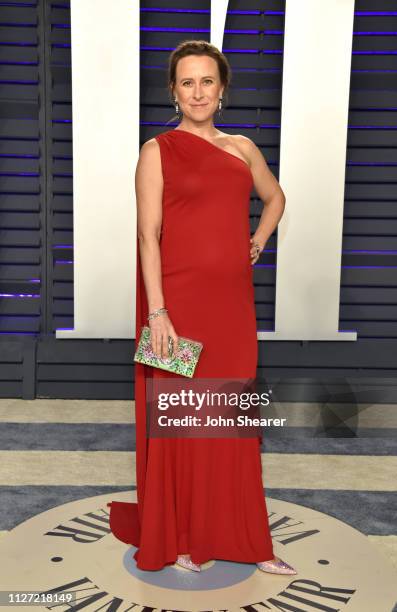 Anne Wojcicki attends the 2019 Vanity Fair Oscar Party hosted by Radhika Jones at Wallis Annenberg Center for the Performing Arts on February 24,...