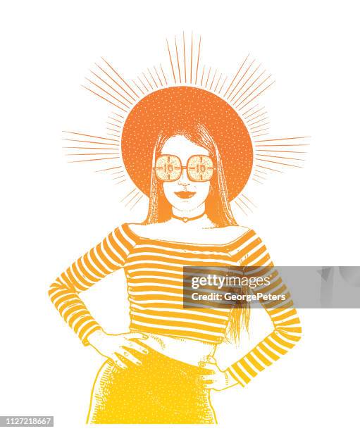 fashionable young woman and adderall pills - adhd stock illustrations