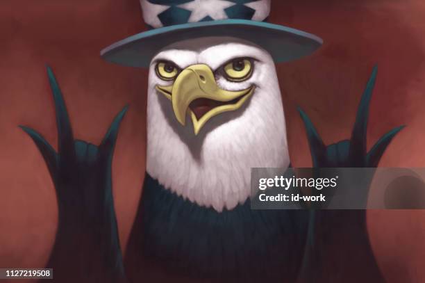 american eagle cheering - caricature stock illustrations
