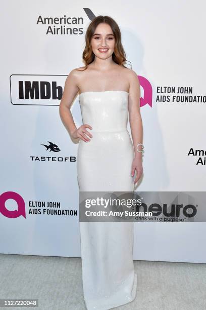 Kaitlyn Dever attends the 27th annual Elton John AIDS Foundation Academy Awards Viewing Party celebrating EJAF and the 91st Academy Awards on...