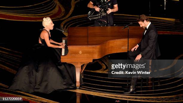 Lady Gaga and Bradley Cooper perform onstage during the 91st Annual Academy Awards at Dolby Theatre on February 24, 2019 in Hollywood, California.