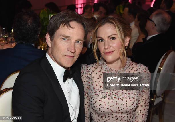 Stephen Moyer and Anna Paquin attend the 27th annual Elton John AIDS Foundation Academy Awards Viewing Party sponsored by IMDb and Neuro Drinks...