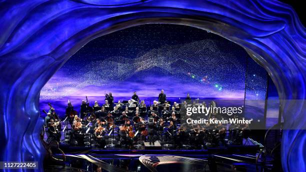 Gustavo Dudamel and the Los Angeles Philharmonic perform onstage during the 91st Annual Academy Awards at Dolby Theatre on February 24, 2019 in...