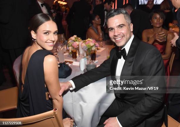 Jessica Alba and Cash Warren attend the 2019 Vanity Fair Oscar Party hosted by Radhika Jones at Wallis Annenberg Center for the Performing Arts on...
