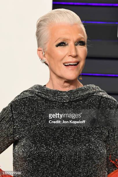 Maye Musk attends the 2019 Vanity Fair Oscar Party hosted by Radhika Jones at Wallis Annenberg Center for the Performing Arts on February 24, 2019 in...