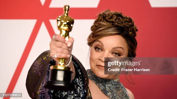 Ruth E. Carter, winner of Best Costume Design for 'Black Panther' poses in the press room during the 91st Annual Academy Awards at Hollywood and...