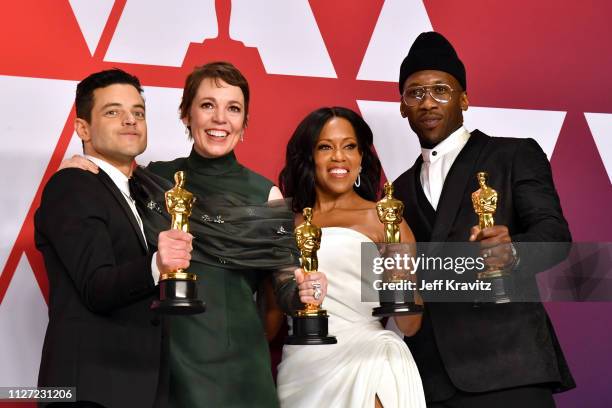 Rami Malek, winner of the Best Actor award for "Bohemian Rhapsody", Olivia Colman, winner of the Best Female Actor award for "The Favourite", Regina...