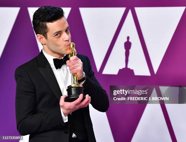 Best Actor winner for "Bohemian Rhapsody" Rami Malek poses in the press room during the 91st Annual Academy Awards at the Dolby Theatre in Hollywood,...