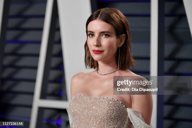 Emma Roberts attends the 2019 Vanity Fair Oscar Party hosted by Radhika Jones at Wallis Annenberg Center for the Performing Arts on February 24, 2019...