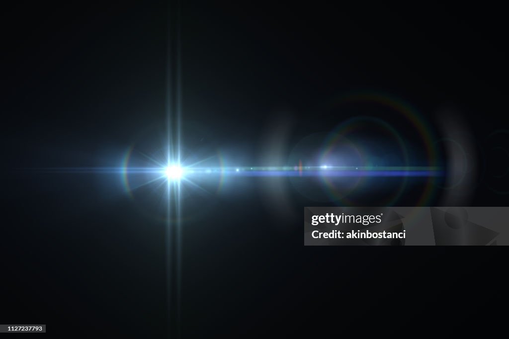 Lens Flare, o espaço abstrato, luz de fundo preto