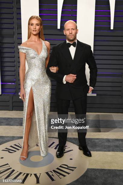 Rosie Huntington-Whiteley and Jason Statham attend the 2019 Vanity Fair Oscar Party hosted by Radhika Jones at Wallis Annenberg Center for the...